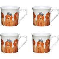 KitchenCraft Set of 4 Fluted China Dogs Mugs in White