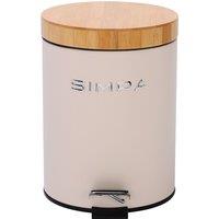 simpa 5L Soft-Closing Pedal Dustbin with Bamboo Lid in Cream