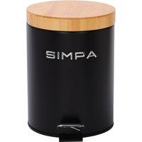 simpa 5L Soft-Closing Pedal Dustbin with Bamboo Lid in Black