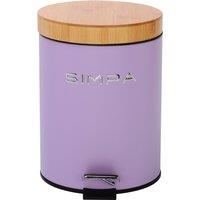 simpa 5L Soft-Closing Pedal Dustbin with Bamboo Lid in Lilac
