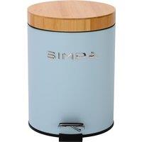 simpa 5L Soft-Closing Pedal Dustbin with Bamboo Lid in Light Blue