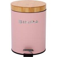 simpa 5L Soft-Closing Pedal Dustbin with Bamboo Lid in Pink