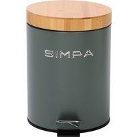 simpa 5L Soft-Closing Pedal Dustbin with Bamboo Lid in Green