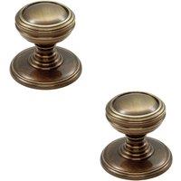 Loops 2x Ringed Tiered Cupboard Door Knob 30mm Diameter Bronze Cabinet Handle