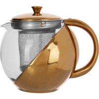 Orsina Durable Gold Finish Glass 600Ml Teapot With Infuser, Durable Tea Pot For Dining Table, Practical Tea Pot