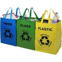 Orsina Set of 3 Colour Coded Recycling Bags, Trash Totes With Handles, Washable Rubbish Bags, Waste Disposal Bags