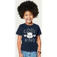 Care Bears Tenderheart Bear Cool To Be Kind White Text T-Shirt in Navy | Size: 3-4 Years