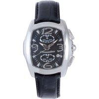 Black Dial Silver Bezel Black Band Watch