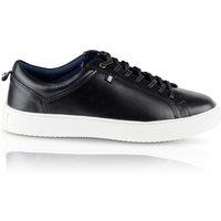 Silver Street London Men's Holden Casual Lace Up Leather Trainers in Black | Size: 12