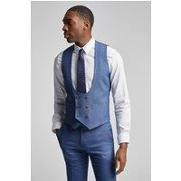 Antique Rogue Men's Texture Double Breasted Waistcoat in Blue | Size: 46R