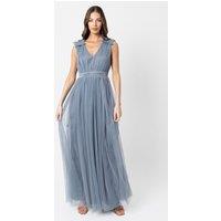 Maya Deluxe Women's Ruffle Shoulder Maxi Dress | Size: 18