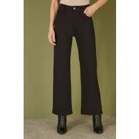 Yumi Women's Black Stretch Canvas Wide Leg High Waist Jeans | Size: 16