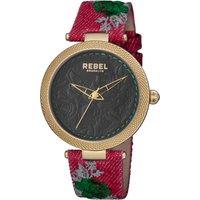Rebel Women's Carroll Gardens Green Dial Cloth Watch in Burgundy