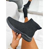 Crystal Knitted Stretch Sock Trainers