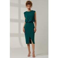 Jolie Moi Women's Kira Tiered Draped Bodycon Dress in Green | Size: 12