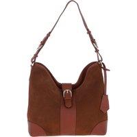 Ashwood Leather Women's 'Tesoro Toscano' Top Zip Soft Suede Leather Shoulder Bag in Tan