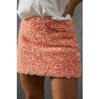 MissPap Women's Floral Applique Low Waist Mini Skirt in Peach | Size: 8