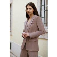Yumi Women's Brown Pinstripe Blazer | Size: 12