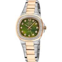 Potente Swiss Quartz Diamonds Green MOP dial, 316L Stainless Steel T toned IPRG Diamond Watch