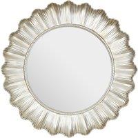 Orsina Luxe Champagne Finish Scallop Wall Mirror, Decorative Round Mirror With Rope Detail, Metallic Dressing Mirror in Gold