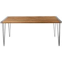 Orsina Sleek Teak Wood Dining Table, Elegant Textured Wooden Table For Outdoor Patio, Modern Kitchen Table in Brown