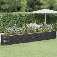 Berkfield Home Garden Raised Bed Powder-coated Steel 440x80x68 cm Anthracite in Black | Size: 440 x 80 x 68 cm