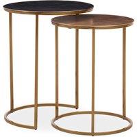 Orsina Nest Of Two Gold Tables, Space-Saving Modern Nesting Tables, Zinc Table Tops With Gold Base