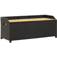 Berkfield Home Garden Storage Bench 120 cm Poly Rattan Black