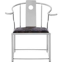 Orsina Modern Black Velvet & Steel Chair, Plush Velvet Upholstered Armchair For Reading, Elegant Accent Chair in Silver