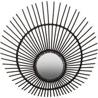 Orsina Rattan Wall Mirror, Wood Wall Mirror, Beaitiful Mirror in Wooden Frame, Rattan Wall Mirror in Black