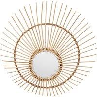 Orsina Rattan Wall Mirror, Wood Wall Mirror, Beaitiful Mirror in Wooden Frame, Rattan Wall Mirror in Natural