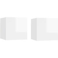 Bedside Cabinets 2 pcs High Gloss White 30.5x30x30 cm Engineered Wood