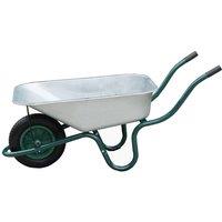 Gr8 Garden Heavy Duty 85L Litre Wheelbarrow Steel Garden Cart Pneumatic Tyre in Silver