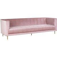 Orsina 3 Seat Pink Sofa, Plush Pink Velvet Upholstered Settee Sofa, Classic Style Sofa Couch For Outdoor Patio