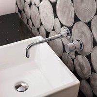 Nes Home Remy Wall Mounted Basin Sink Mixer Tap & Slotted Basin Waste Chrome in Silver