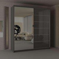Sliding Wardrobes 4U Fusion High Gloss Sliding Mirror Door Wardrobe 200cm X 200cm in Grey | Size: 200 cm X 200 cm