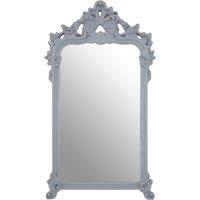 Orsina Grey Wall Mirror With Decorative Crest, Rectangular Wall Mirror With Rounded Shoulders, Modern Hallway Mirror