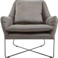 Stylish Grey faux leather Chair, Leather Upholstered Accent Chair For Reading, Mid-century Design Armchair
