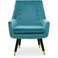 Stylish Midnight Velvet Armchair, Accent Chair With Slanted Wooden Legs, Modern Midnight Velvet Chair