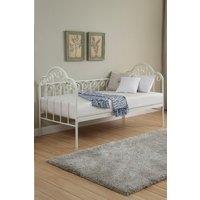 SlumberWorx Knebworth French Shabby Chic Living Room Bedroom Metal Day Bed Frame in White | Size: Single
