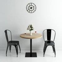 Berkfield Home Bistro Table MDF & Steel Round 80x75 cm Oak Colour in Beige