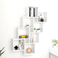 Berkfield Home Wall Cube Shelf White 90x15x119 cm Engineered Wood | Size: 90 x 15 x 119 cm