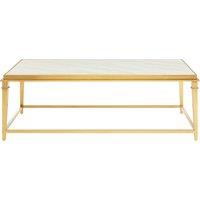 Orsina Elegant Design Rectangular Coffee Table, Marble Top Display Coffee Table, Sturdy Decorative Coffee Table in Gold