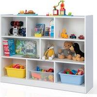 Costway 3-tier Open Bookcase Modern 8-Cube Bookshelf Wooden Storage Display Cabinet in White