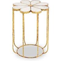 Orsina Petal Side Table With Marble Top, Gold Finish Bedside Table, Modern Nesting Table, Metallic Round Table