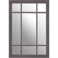 Orsina Grey Distressed Wall Mirror, Large Rectangle Hanging Mirror, Modern 9 Panel Wooden Frame Mirror For Bedroom