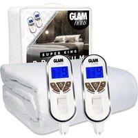 Glamhaus Electric Blanket Super King Bed Size Heated Fitted Mattress Cover in White
