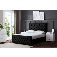DS Living Allegra Upholstered Black Ottoman Bed with Headboard | Size: Super King