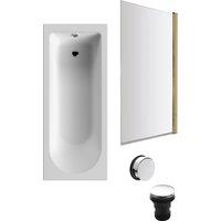 Balterley Round 1700x700 Bath Set - Front Panel, Brass Screen & Chrome Waste in White