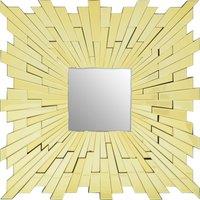 Orsina Large Square Wall Mirror, 90cm Framed Full Size Mirror With Reflective Tiled Border, Luxe Statement Mirror in Gold